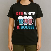 Red White And Boujee Retro 4th Of July Drinking T-Shirt