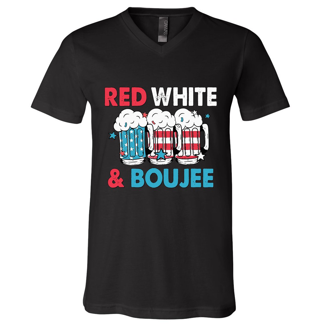 Red White And Boujee Retro 4th Of July Drinking V-Neck T-Shirt