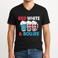 Red White And Boujee Retro 4th Of July Drinking V-Neck T-Shirt