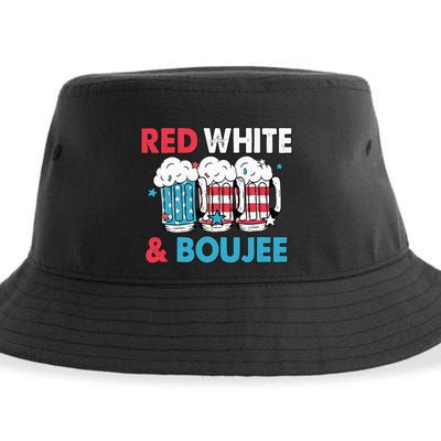 Red White And Boujee Retro 4th Of July Drinking Sustainable Bucket Hat