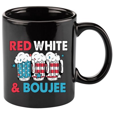 Red White And Boujee Retro 4th Of July Drinking 11oz C Handle Ceramic Mug