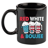 Red White And Boujee Retro 4th Of July Drinking 11oz C Handle Ceramic Mug