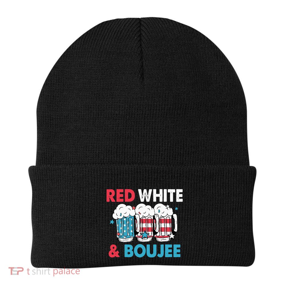 Red White And Boujee Retro 4th Of July Drinking Beanie