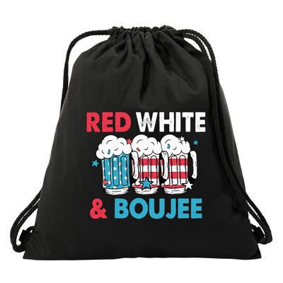 Red White And Boujee Retro 4th Of July Drinking Drawstring Bag