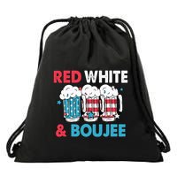 Red White And Boujee Retro 4th Of July Drinking Drawstring Bag