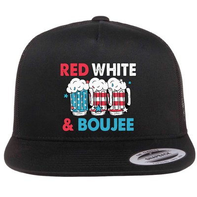 Red White And Boujee Retro 4th Of July Drinking Flatbill Hat