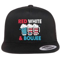 Red White And Boujee Retro 4th Of July Drinking Flat Bill Trucker Hat