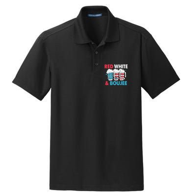 Red White And Boujee Retro 4th Of July Drinking Dry Zone Grid Polo