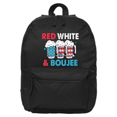 Red White And Boujee Retro 4th Of July Drinking 16 in Basic Backpack