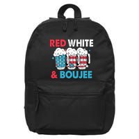 Red White And Boujee Retro 4th Of July Drinking 16 in Basic Backpack