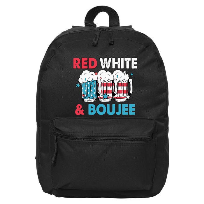 Red White And Boujee Retro 4th Of July Drinking 16 in Basic Backpack