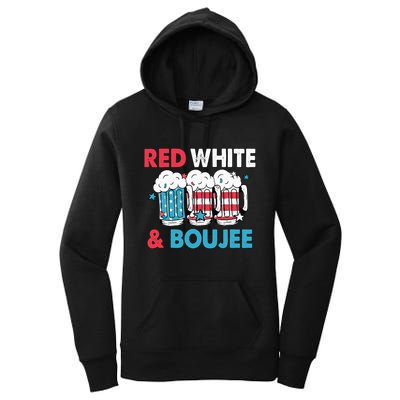 Red White And Boujee Retro 4th Of July Drinking Women's Pullover Hoodie