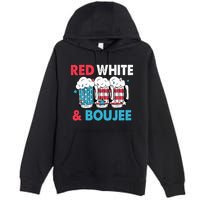 Red White And Boujee Retro 4th Of July Drinking Premium Pullover Hoodie
