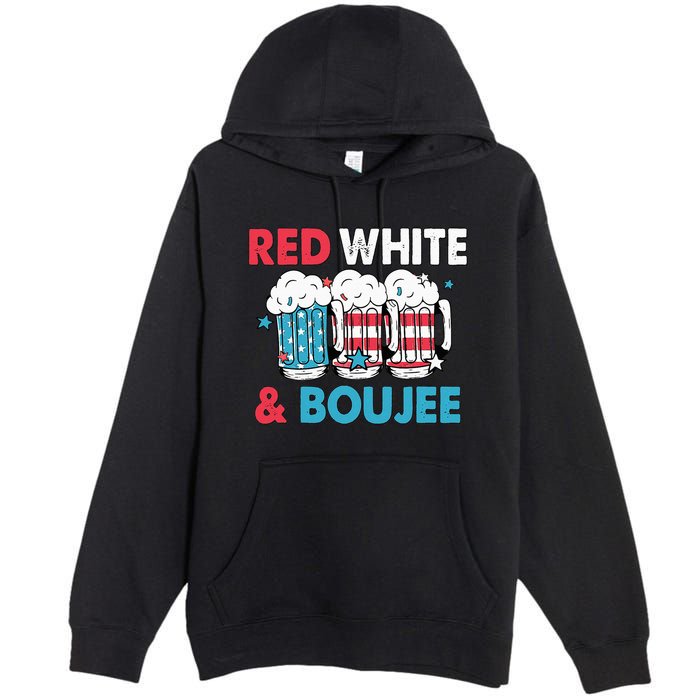 Red White And Boujee Retro 4th Of July Drinking Premium Pullover Hoodie