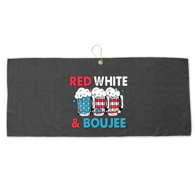 Red White And Boujee Retro 4th Of July Drinking Large Microfiber Waffle Golf Towel