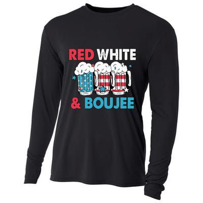 Red White And Boujee Retro 4th Of July Drinking Cooling Performance Long Sleeve Crew