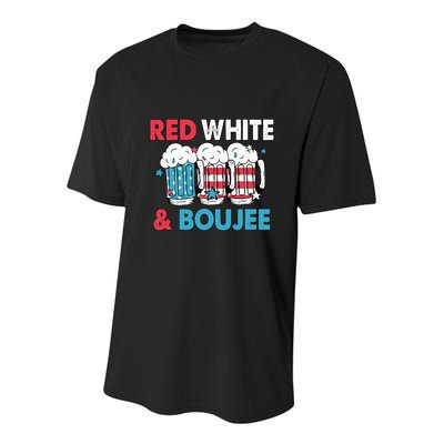 Red White And Boujee Retro 4th Of July Drinking Youth Performance Sprint T-Shirt