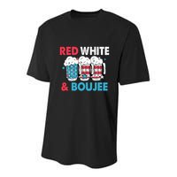 Red White And Boujee Retro 4th Of July Drinking Youth Performance Sprint T-Shirt