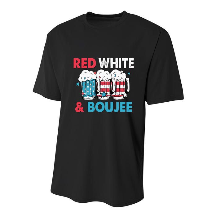 Red White And Boujee Retro 4th Of July Drinking Youth Performance Sprint T-Shirt