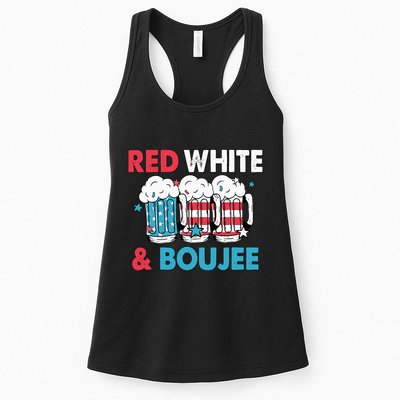 Red White And Boujee Retro 4th Of July Drinking Womens Tank Top