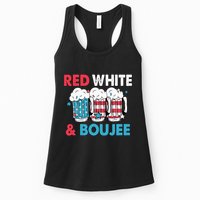 Red White And Boujee Retro 4th Of July Drinking Womens Tank Top