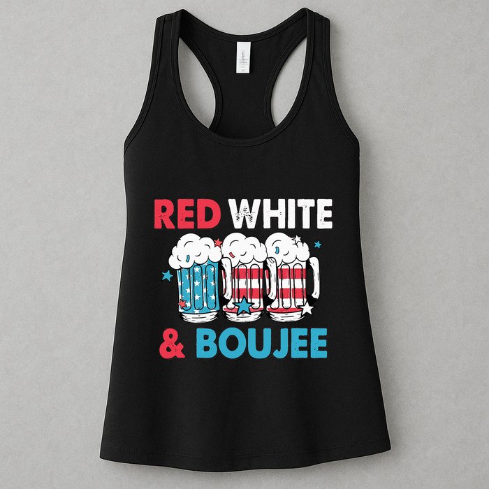 Red White And Boujee Retro 4th Of July Drinking Womens Tank Top