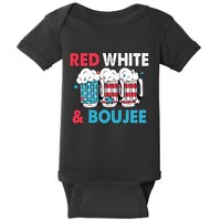Red White And Boujee Retro 4th Of July Drinking Baby Bodysuit