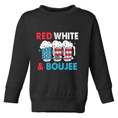 Red White And Boujee Retro 4th Of July Drinking Toddler Sweatshirt