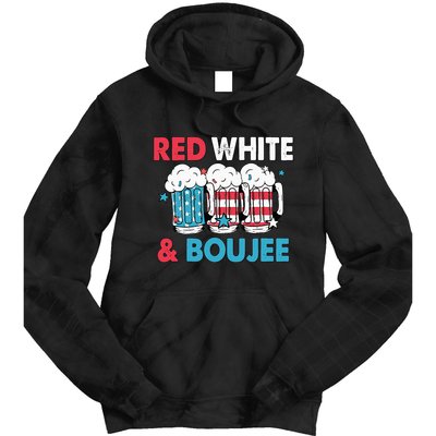 Red White And Boujee Retro 4th Of July Drinking Tie Dye Hoodie