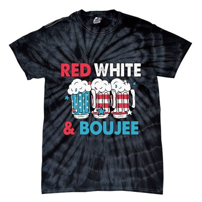 Red White And Boujee Retro 4th Of July Drinking Tie-Dye T-Shirt