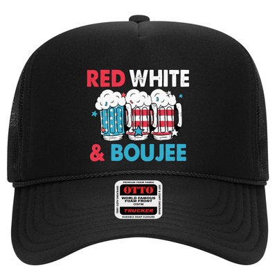 Red White And Boujee Retro 4th Of July Drinking Trucker Hat