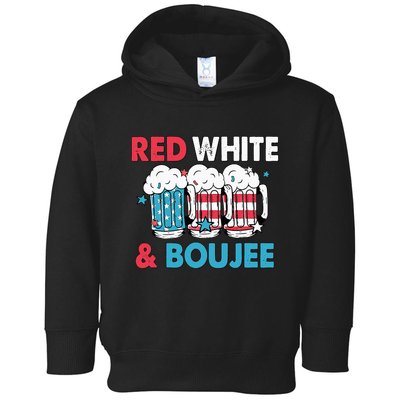 Red White And Boujee Retro 4th Of July Drinking Toddler Hoodie