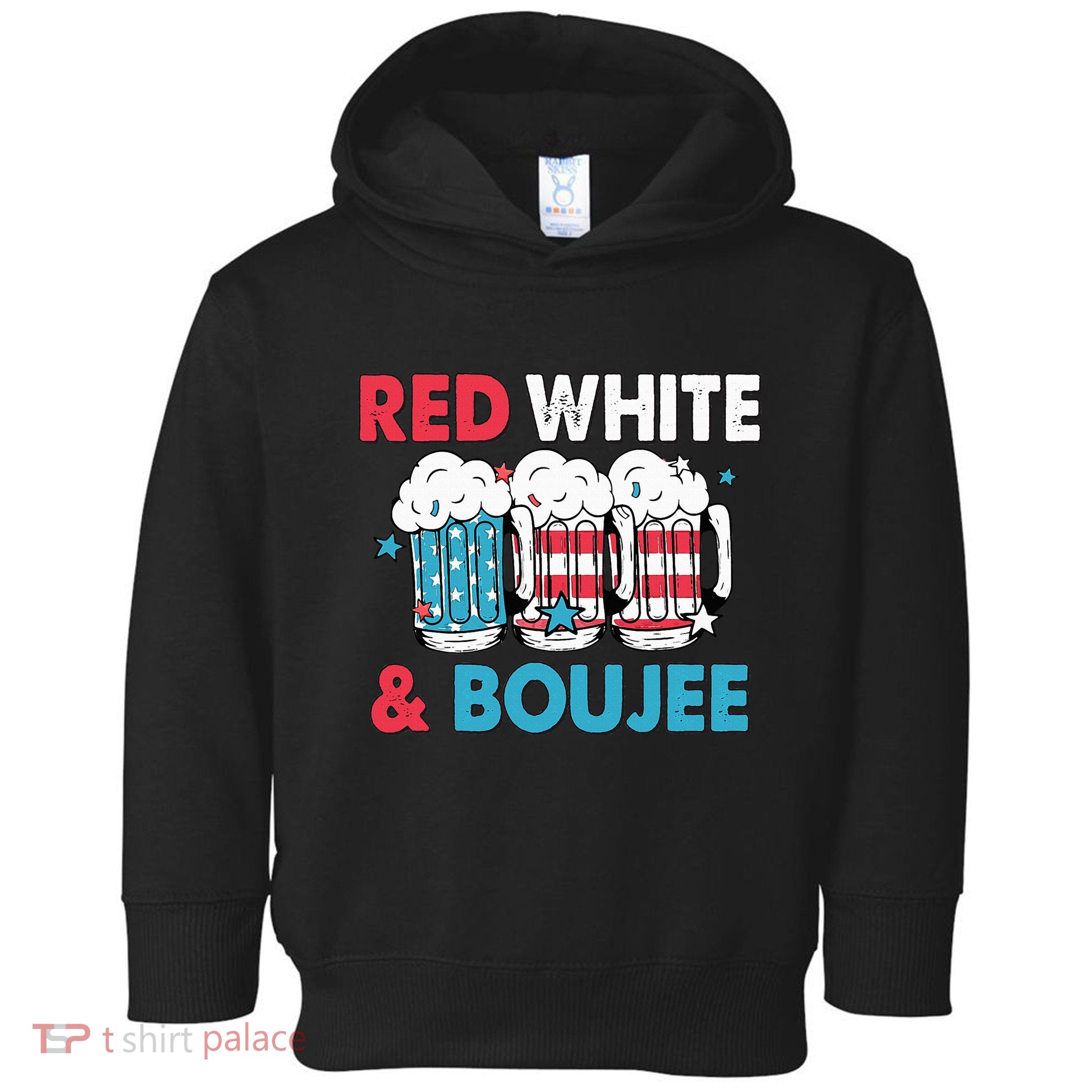 Red White And Boujee Retro 4th Of July Drinking Toddler Hoodie