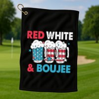 Red White And Boujee Retro 4th Of July Drinking Golf Towel