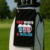 Red White And Boujee Retro 4th Of July Drinking Golf Towel
