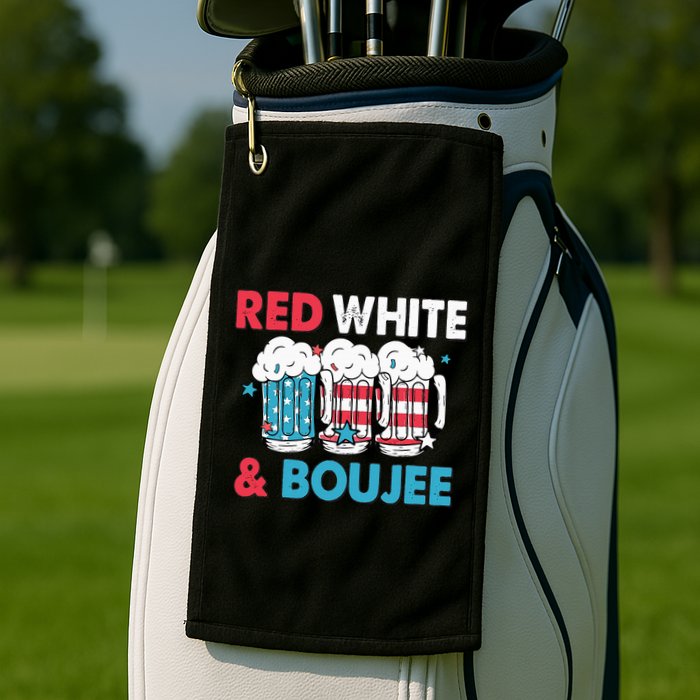 Red White And Boujee Retro 4th Of July Drinking Golf Towel