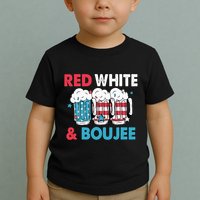 Red White And Boujee Retro 4th Of July Drinking Toddler T-Shirt