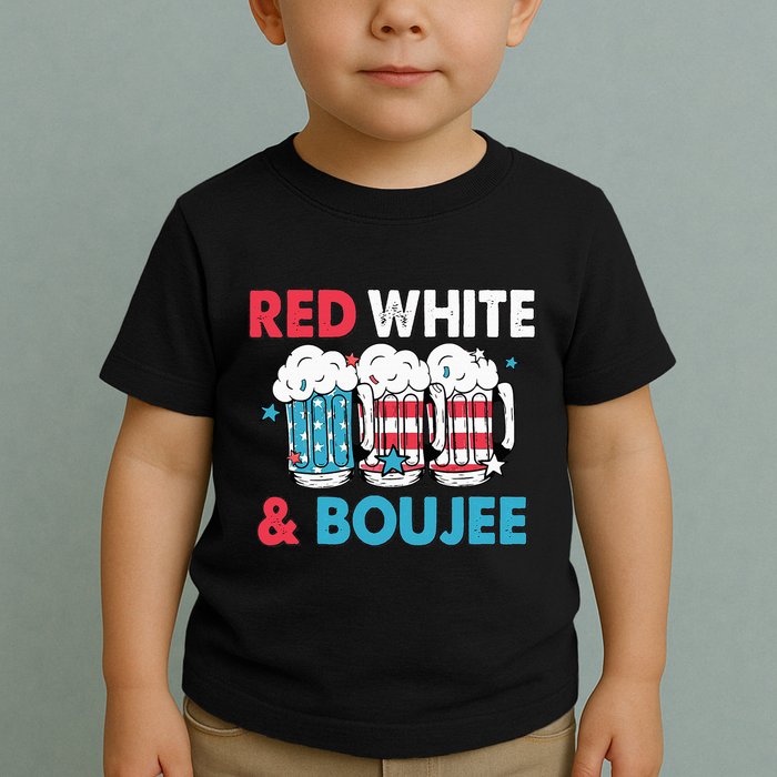 Red White And Boujee Retro 4th Of July Drinking Toddler T-Shirt