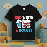 Red White And Boujee Retro 4th Of July Drinking Toddler T-Shirt