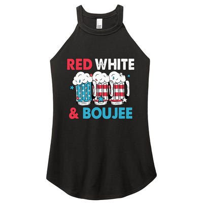 Red White And Boujee Retro 4th Of July Drinking Women's Perfect Tri Rocker Tank
