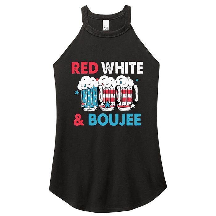 Red White And Boujee Retro 4th Of July Drinking Women's Perfect Tri Rocker Tank