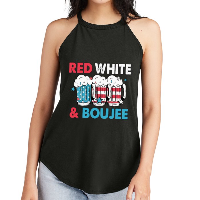 Red White And Boujee Retro 4th Of July Drinking Women's Perfect Tri Rocker Tank