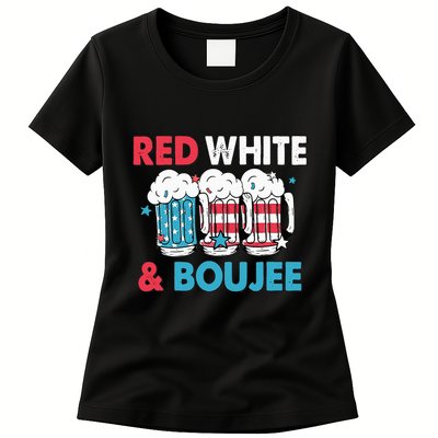 Red White And Boujee Retro 4th Of July Drinking Womens T-Shirt