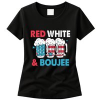 Red White And Boujee Retro 4th Of July Drinking Womens T-Shirt