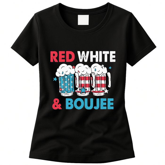 Red White And Boujee Retro 4th Of July Drinking Womens T-Shirt