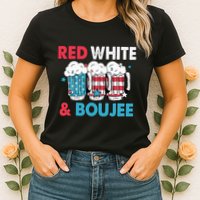 Red White And Boujee Retro 4th Of July Drinking Womens T-Shirt