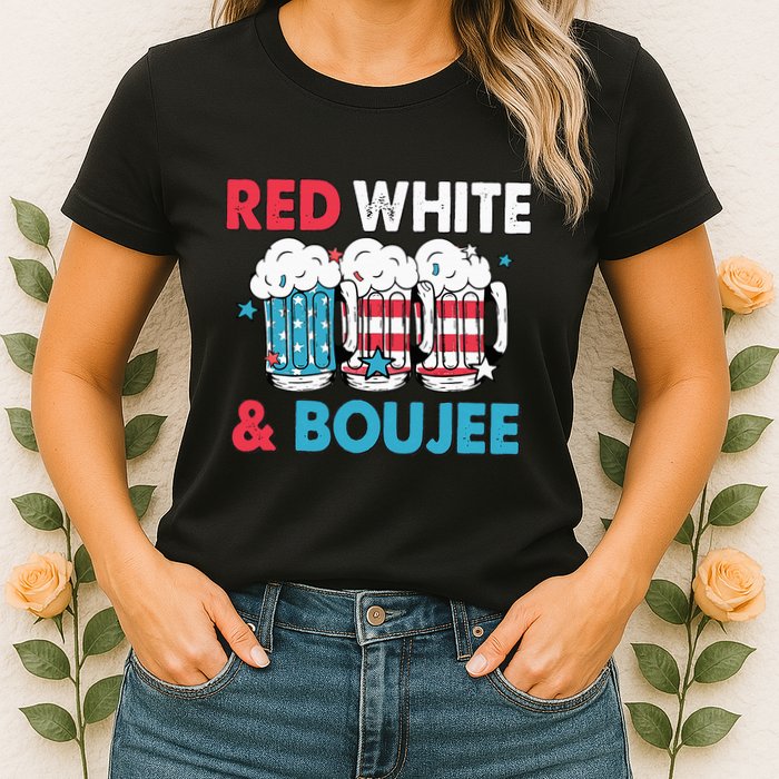 Red White And Boujee Retro 4th Of July Drinking Womens T-Shirt