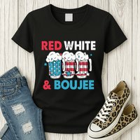 Red White And Boujee Retro 4th Of July Drinking Womens T-Shirt