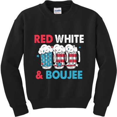 Red White And Boujee Retro 4th Of July Drinking Kids Sweatshirt