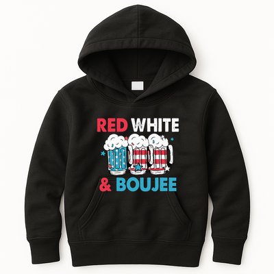 Red White And Boujee Retro 4th Of July Drinking Kids Hoodie